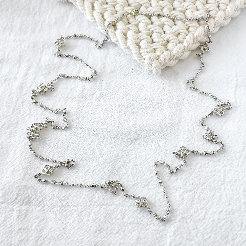 Authentic Kendra Scott Rue - Silver Long Strand Necklace